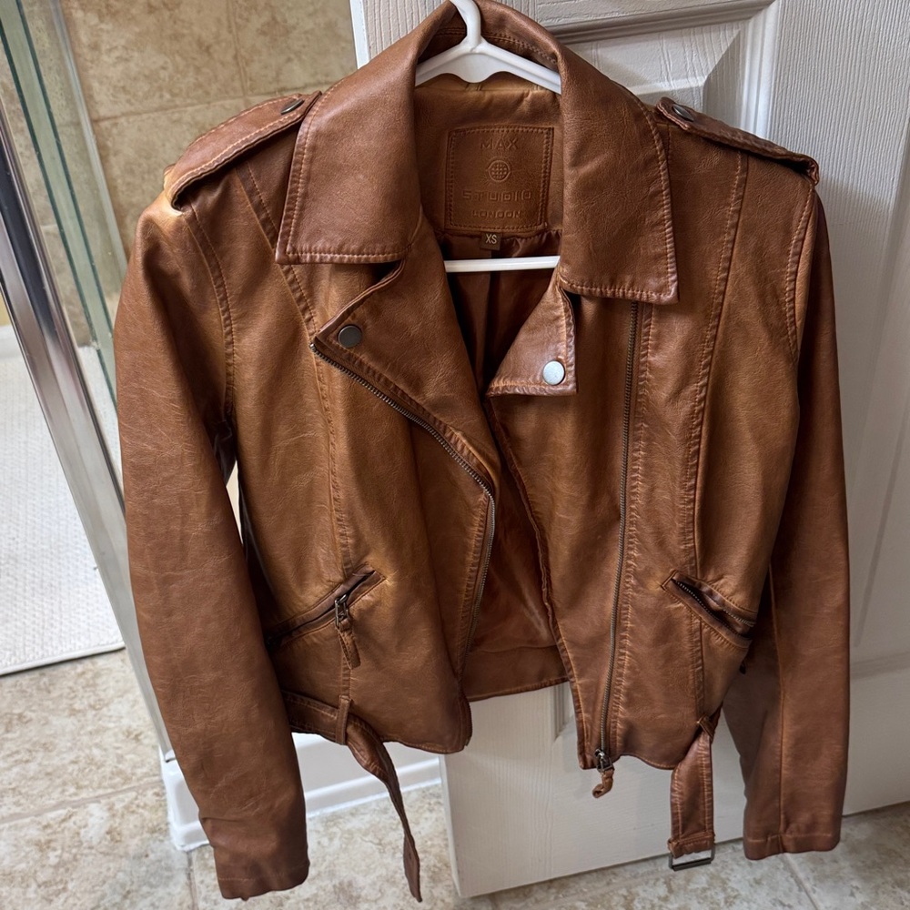 Max Studio Tan Leather Jacket